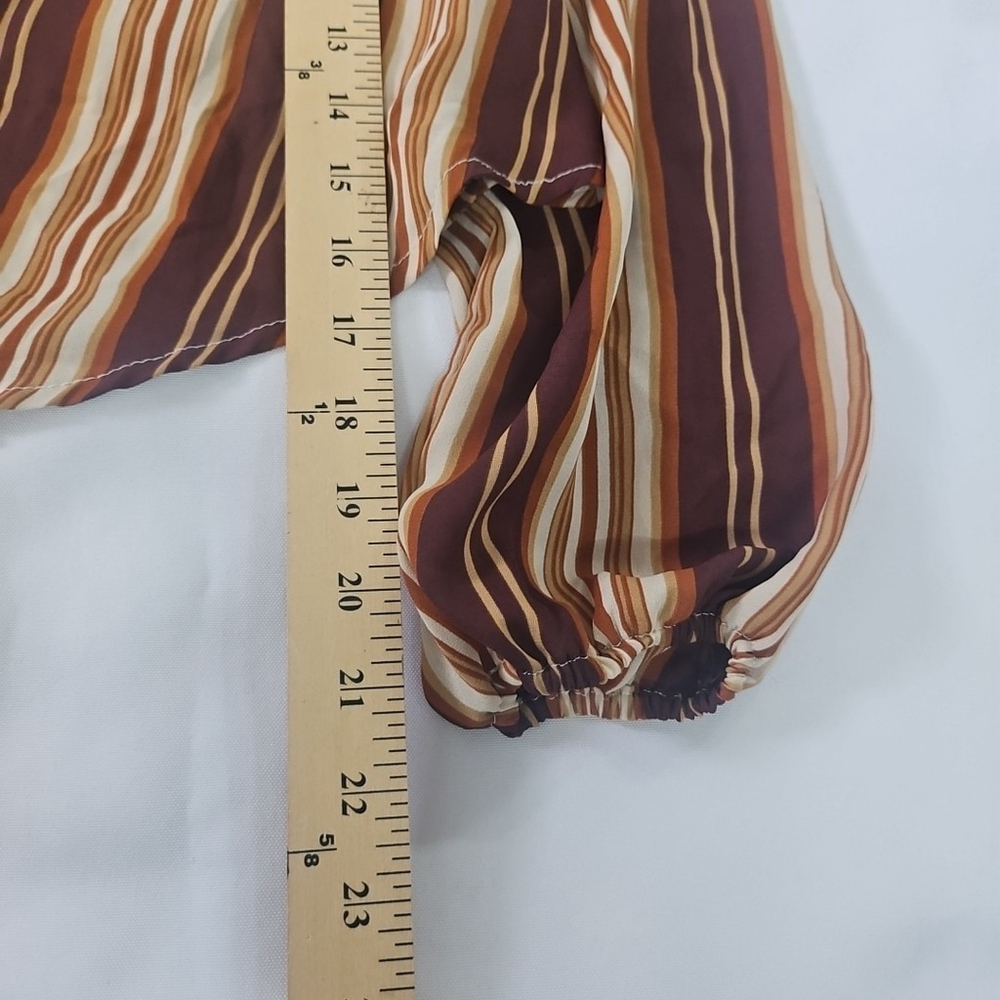 Forever 21 Contemporary Off Shoulder Striped Gauzy Y2K Office Top Size S - Picture 13 of 14
